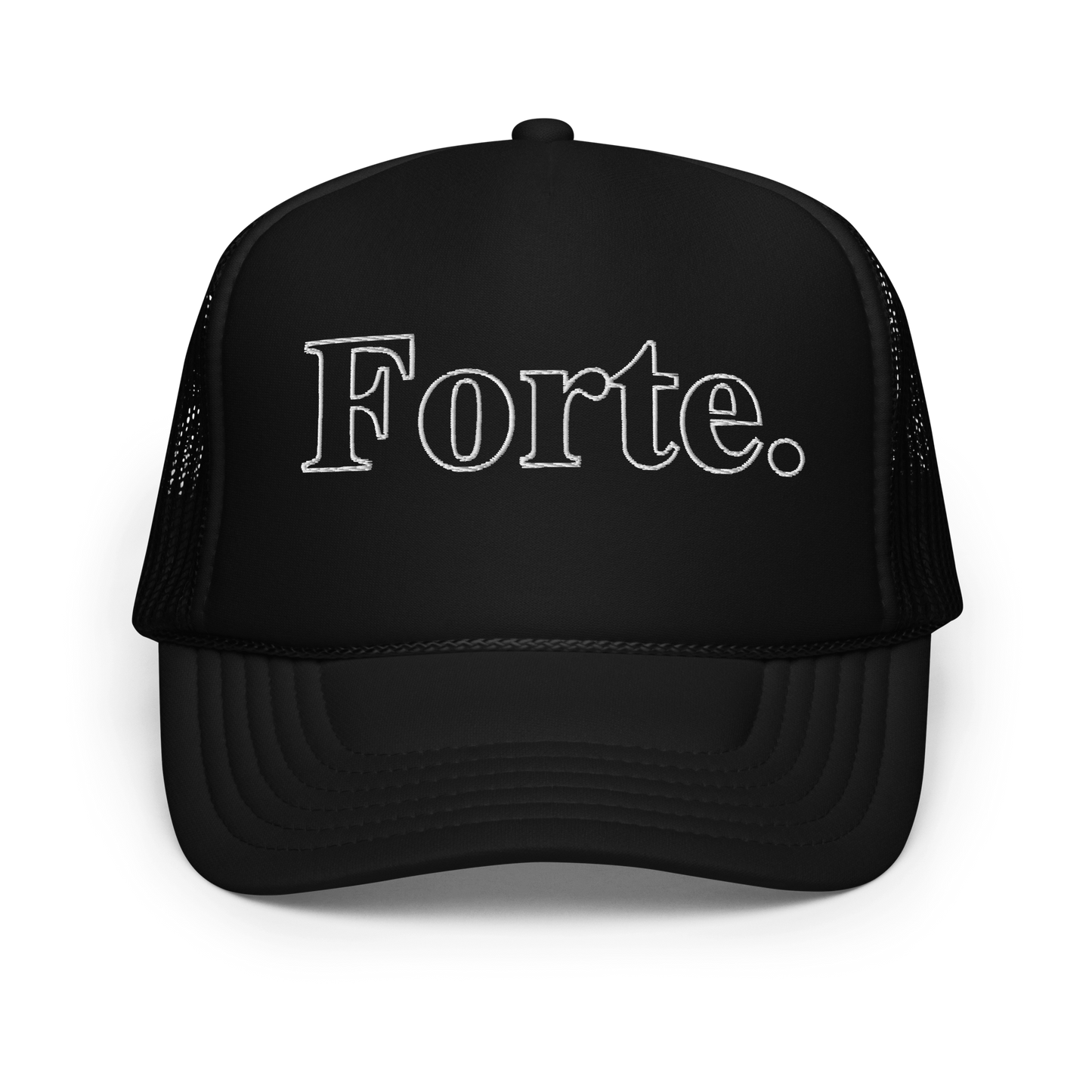 Forte Embroidered Trucker Hat Black