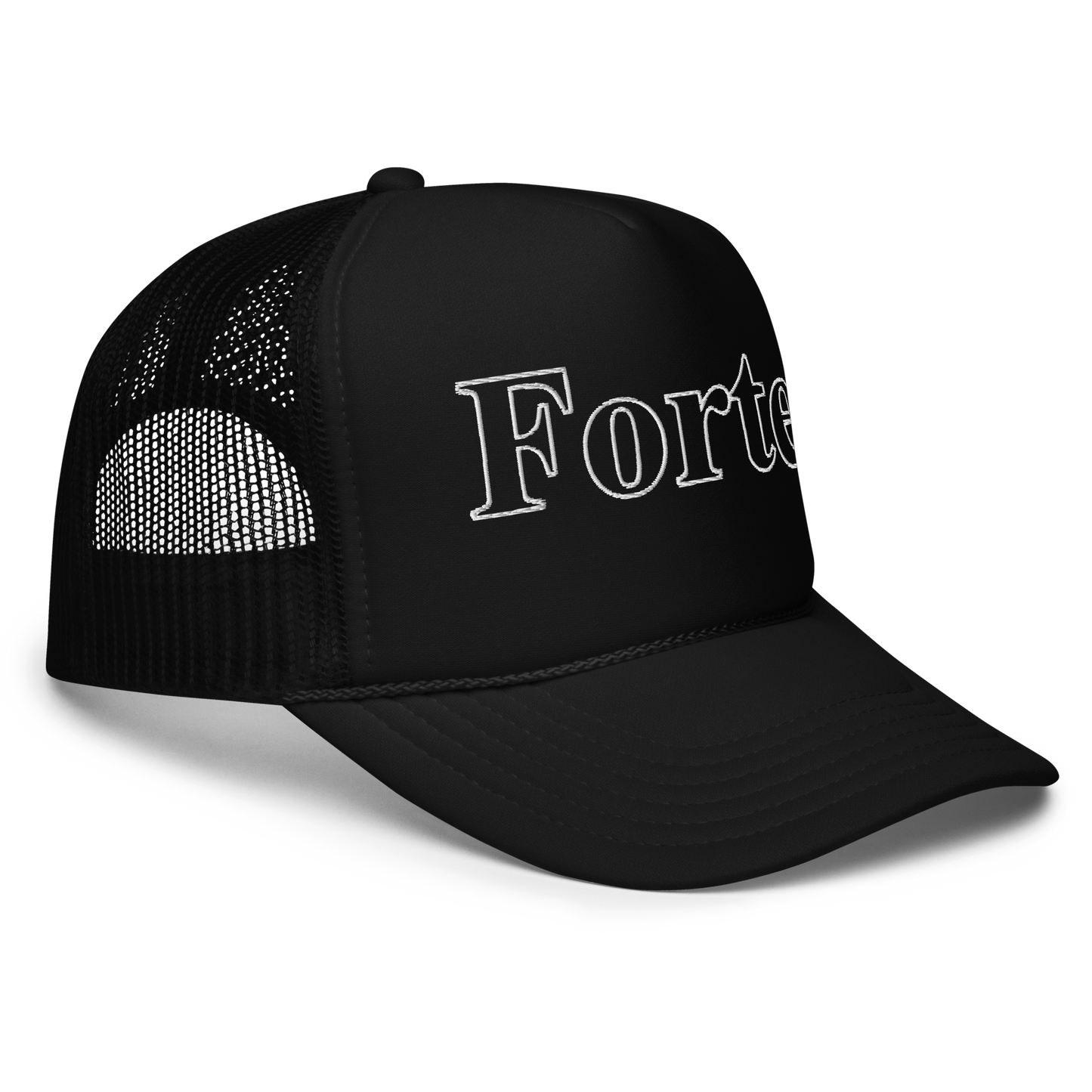 Forte Embroidered Trucker Hat Black