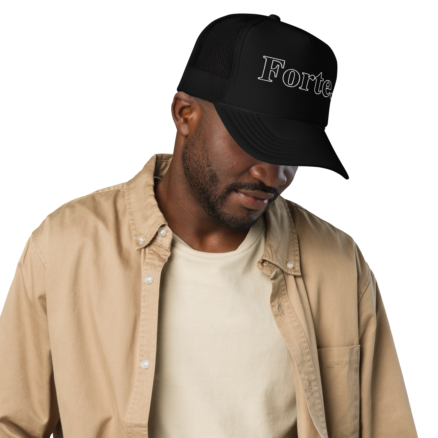 Forte Embroidered Trucker Hat Black